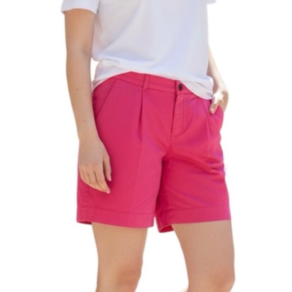 Hugo Boss Women's Hot Barbie Pink Cotton Blend Pocket Pleated Chino Shorts, Sz 6
